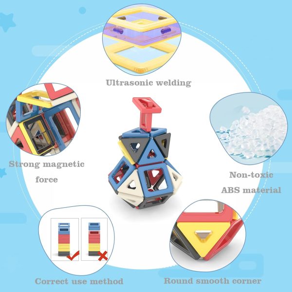 161 Pieces Magnetic Block Tiles  & Learning Building Toys for Kids 3D Mini Magnetic ing Toys Educational Creativity Birthday Gift for 3+ Years Old Boys and Girls